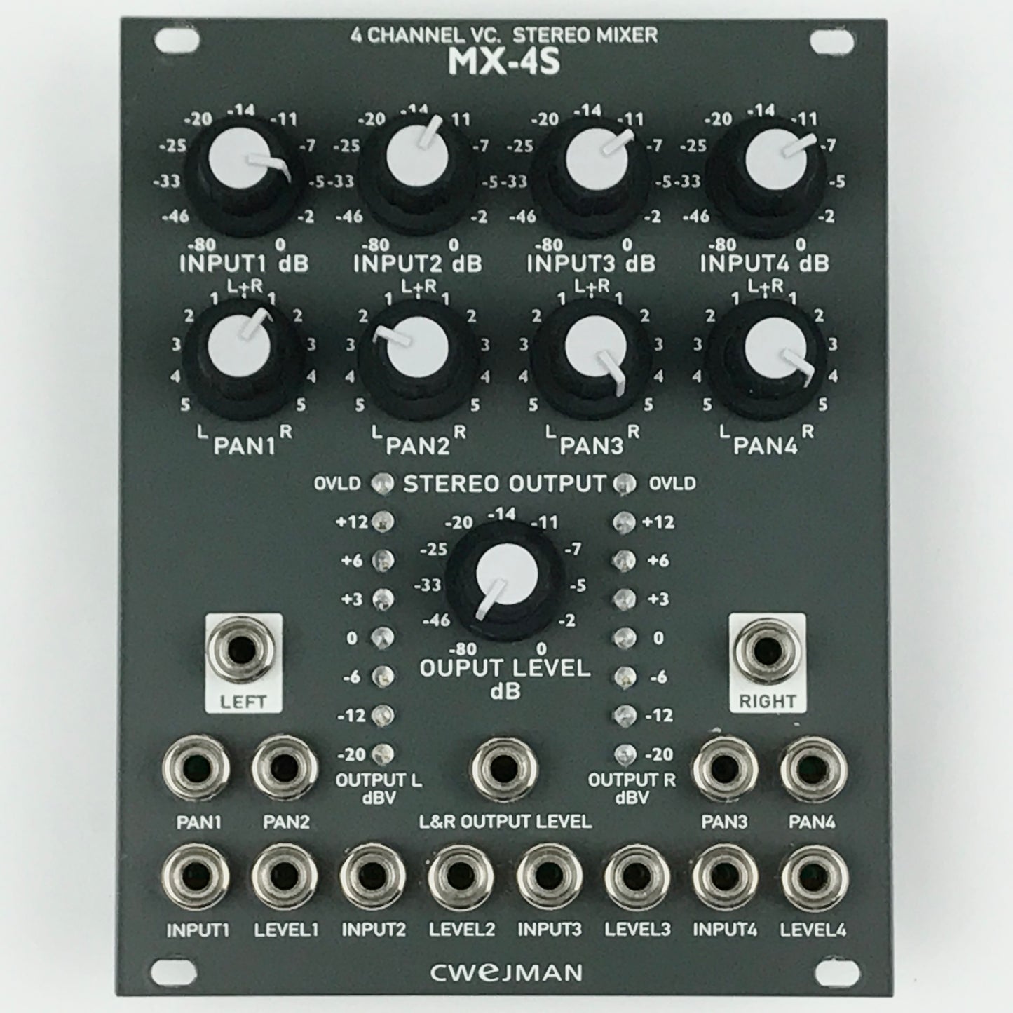 Cwejman MX-4S 4-Channel VC Stereo Mixer, grey